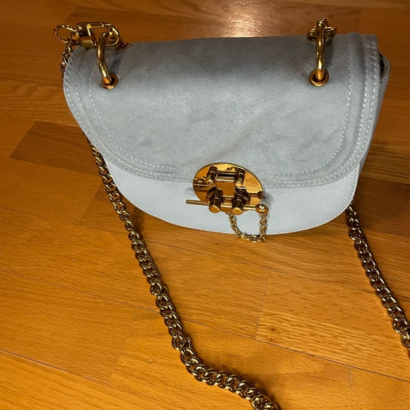 Blue suede & faux leather crossbody - Picture 2 of 6